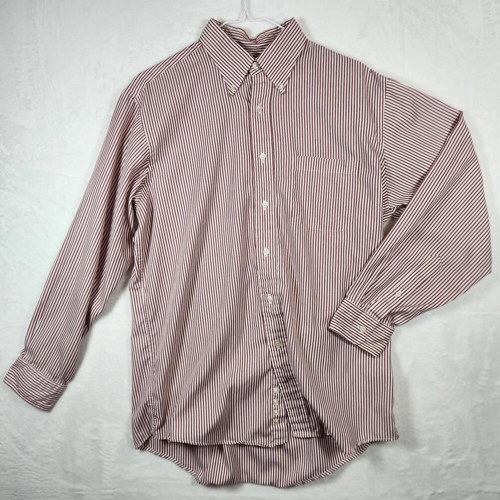 Lands End Pinpoint Oxford Striped Size Regular 16-33